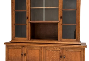 Art Deco Bookcase or Display Cabinet with Glass Sliding Doors, 1930s